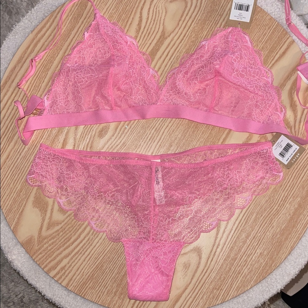 Madewell Pink Lace Bralette and Panty Set